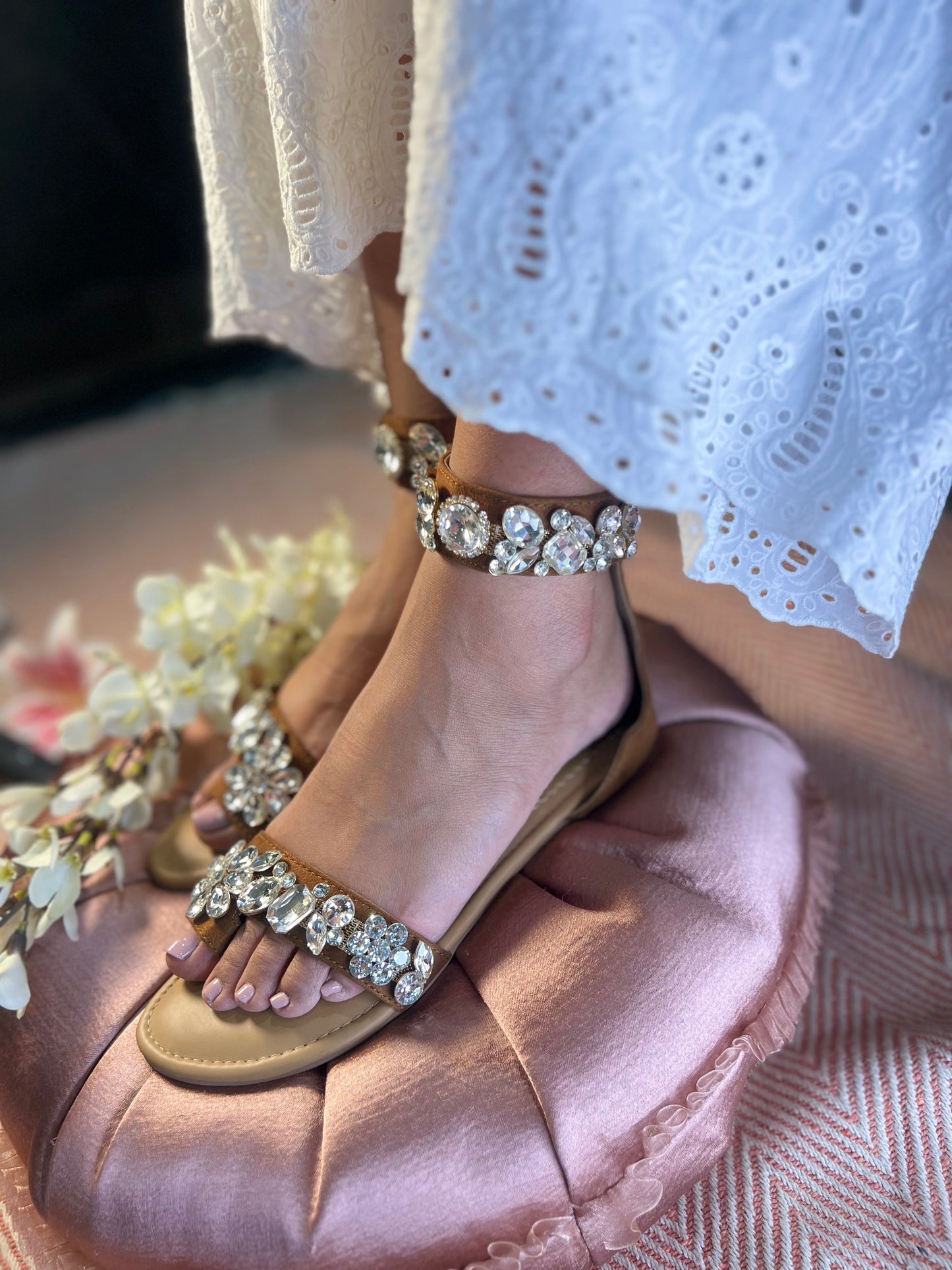 Crystal Glam Gladiator Flats