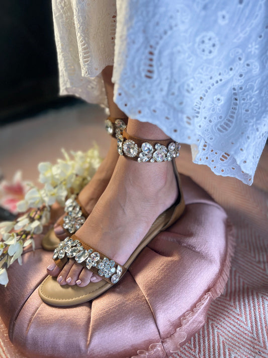 Crystal Glam Gladiator Flats