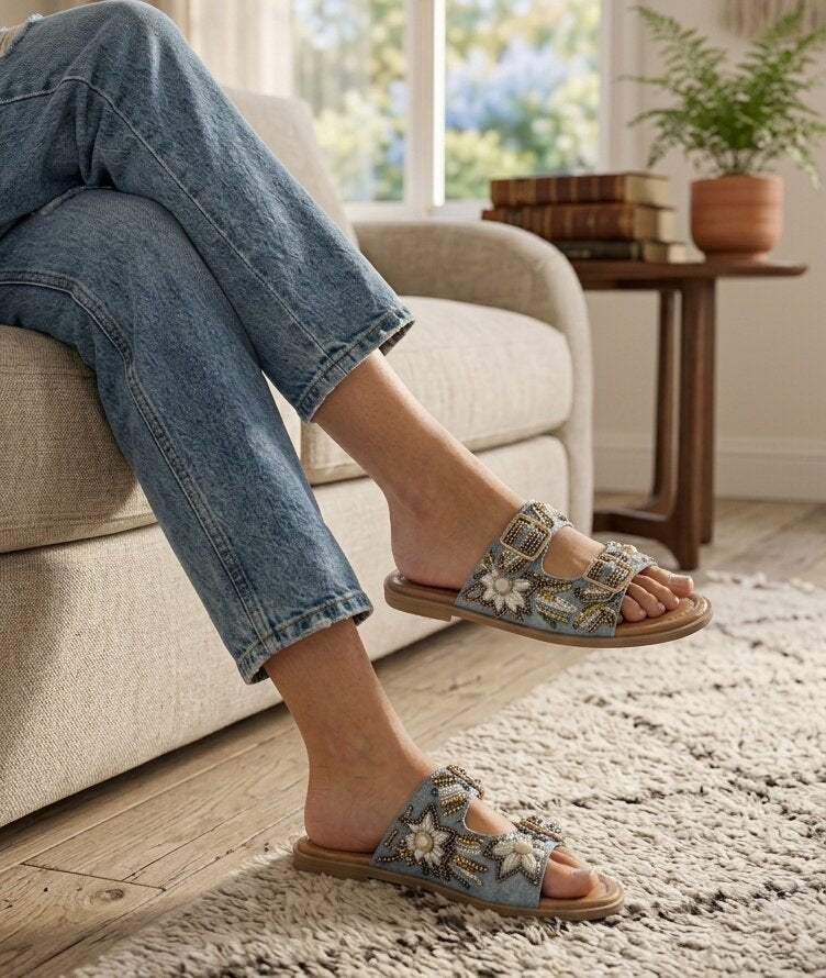 Sky Blue Luxe Comfort Sandals with Doctor Sole