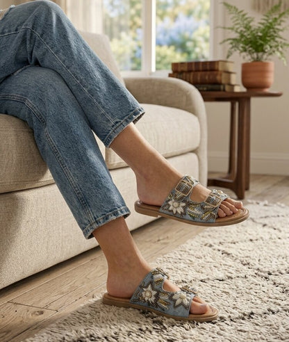 Sky Blue Luxe Comfort Sandals with Doctor Sole