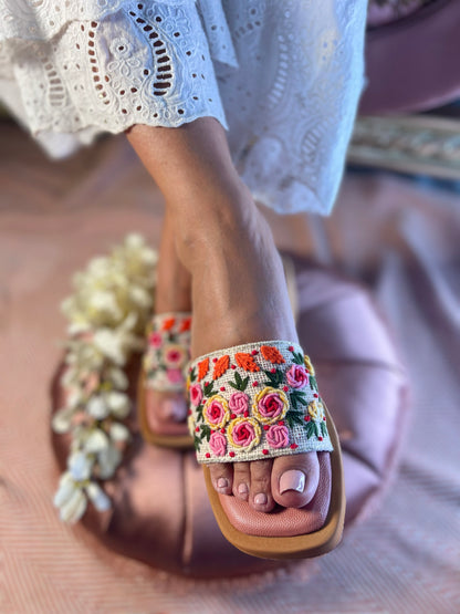 Floral Embroidered Slip-Ons