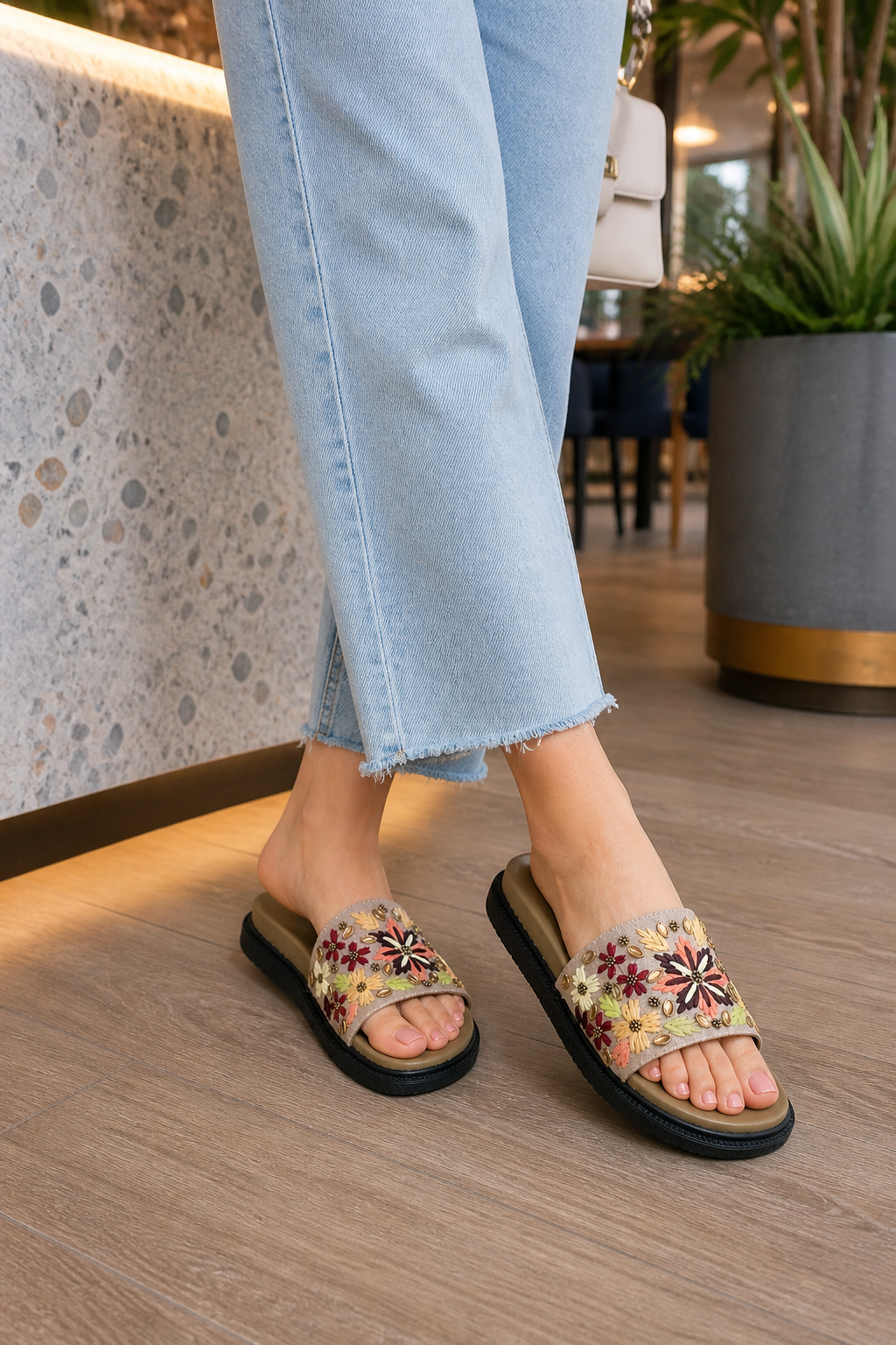 Monsoon Bloom Embroidered Sliders | Monsoon Friendly