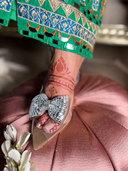 Statement Crystal Bow Luxe Clear Heels