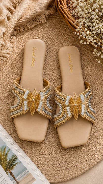 3D Butterfly Bloom Embellished Flats