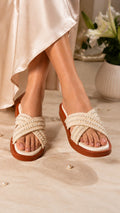 Pearl Cross-Strap Comfort Wedges