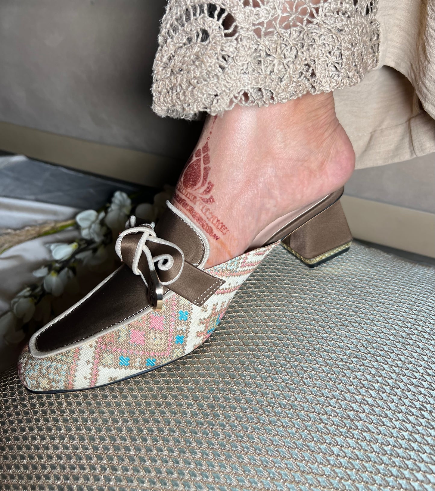 Pastel Loom Luxe Mule Heels