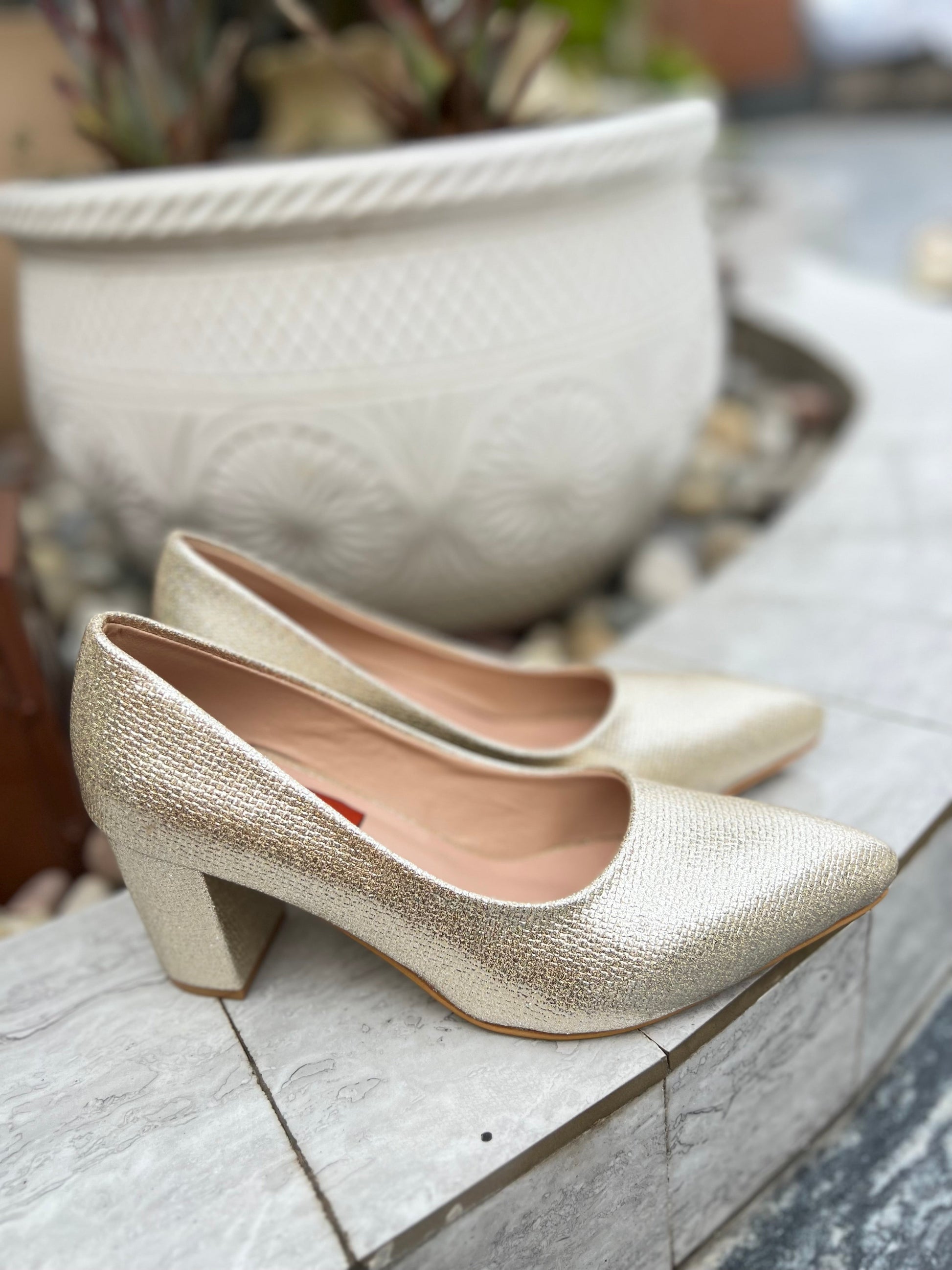 Golden Grace Block Heels Sandal Stories
