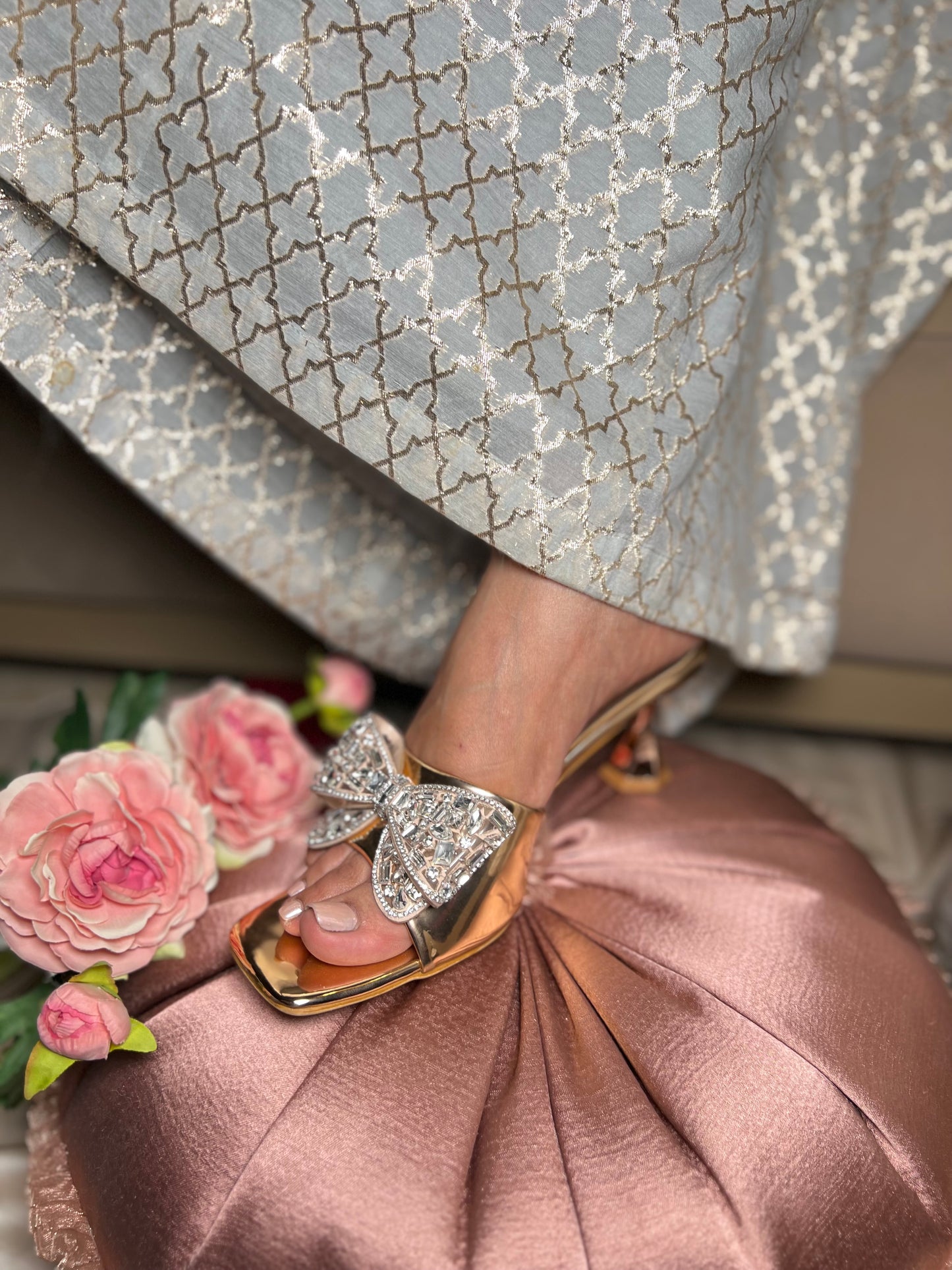 Golden Glam Bow EMBELLISHED Heels