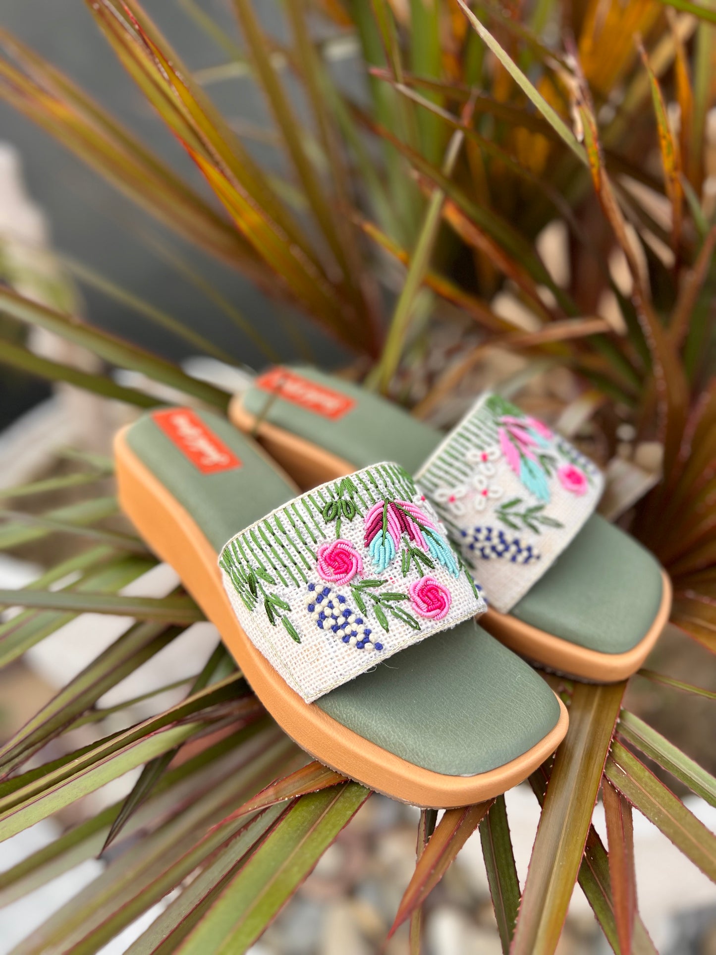 Forest Bloom Embroidered Wedges