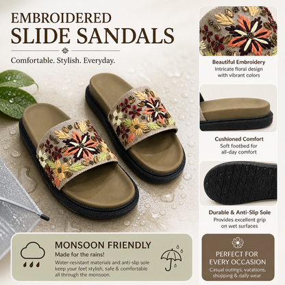 Monsoon Bloom Embroidered Sliders | Monsoon Friendly