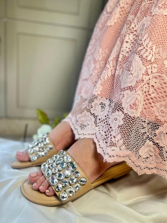 Crystal Luxe Slide Flats