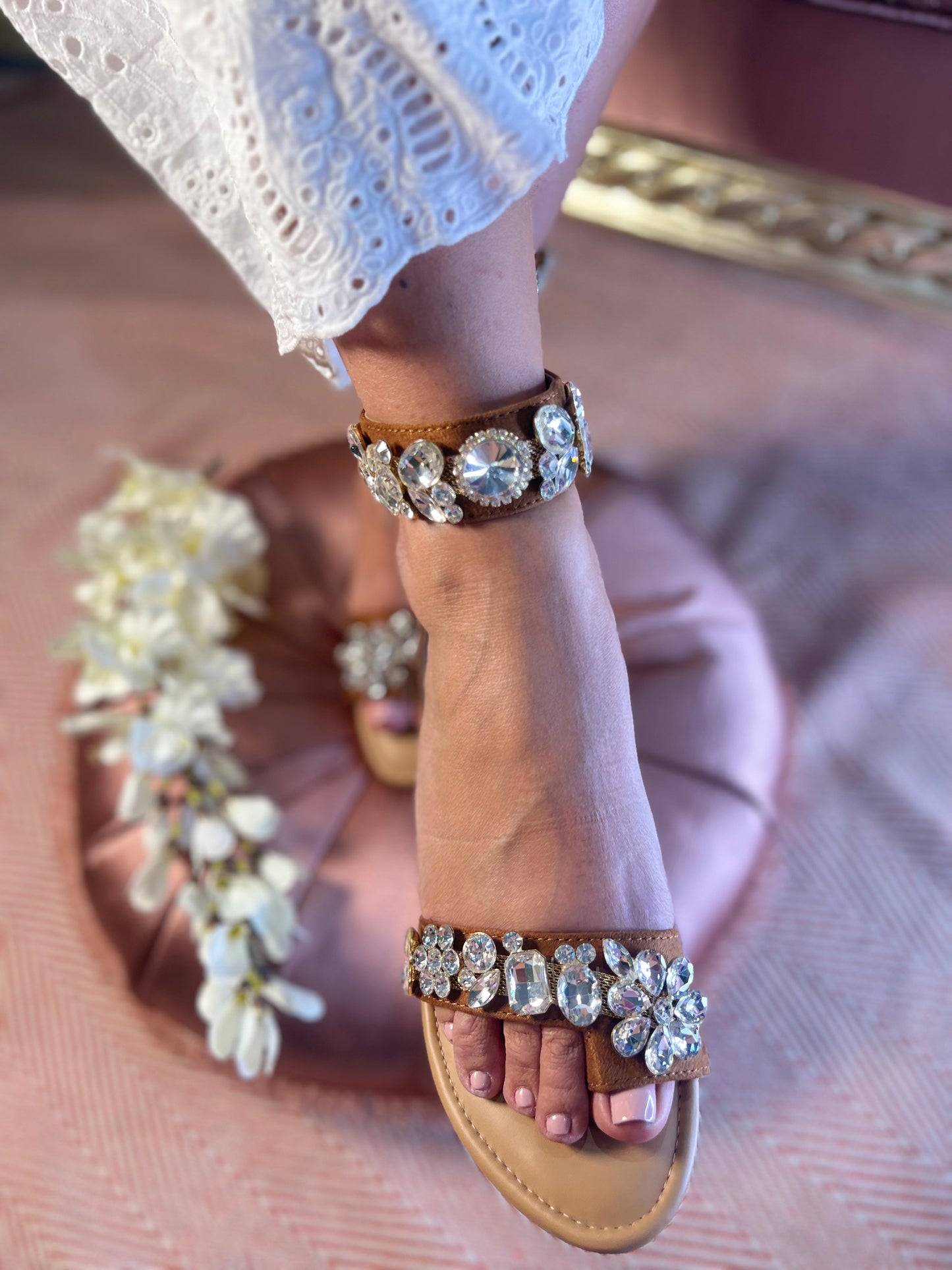 Crystal Glam Gladiator Flats