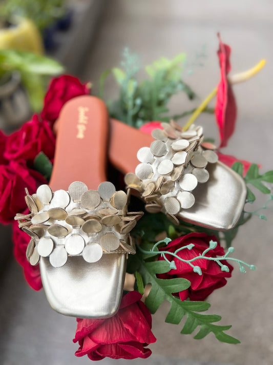 Classy Champagne Gold Flats Sandal Stories