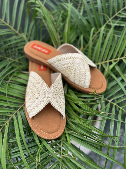 Natural Woven Cross Strap Flats Sandal Stories