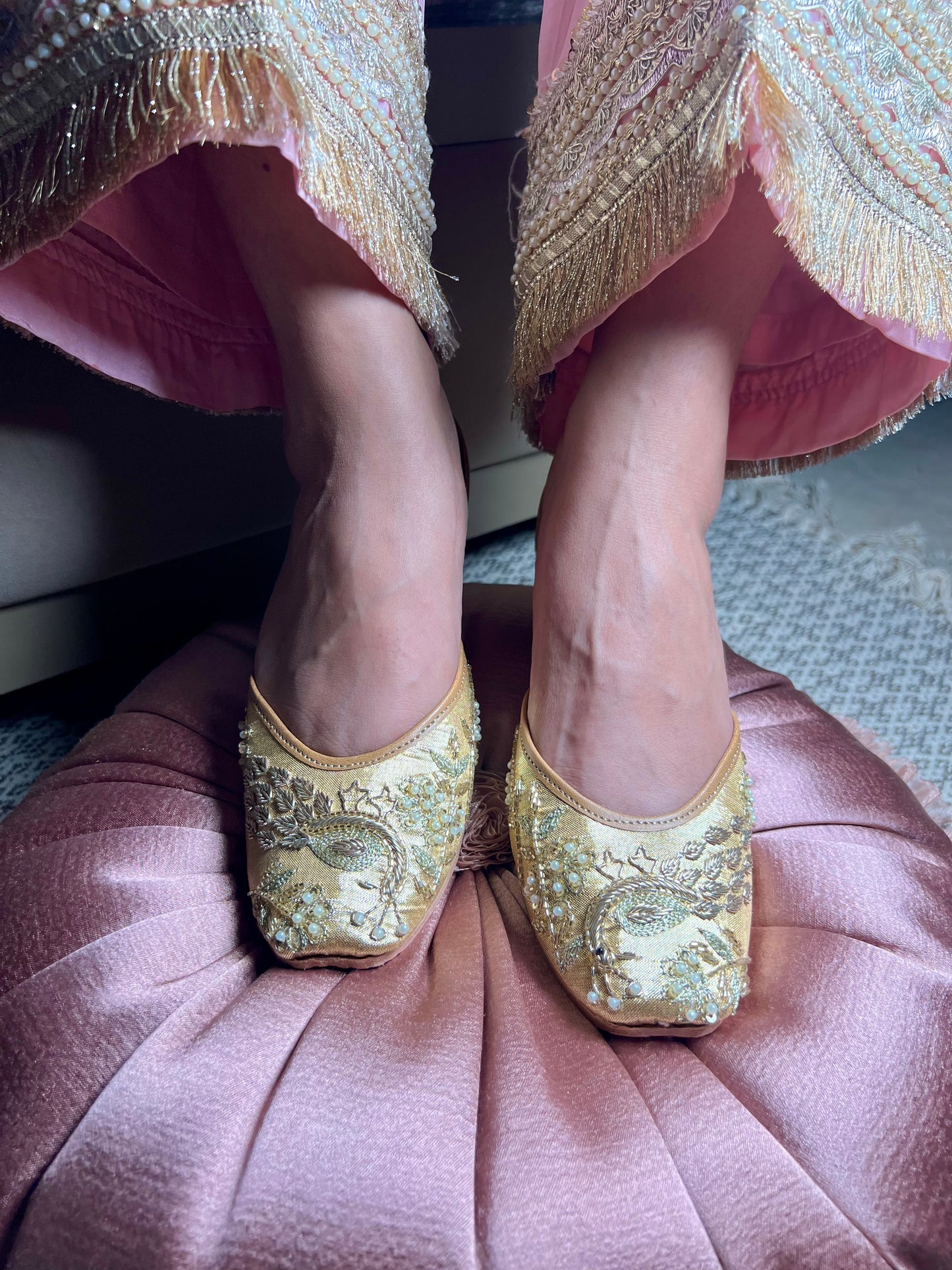 Golden Peacock Embroidered Juttis