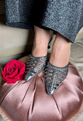 Sparkling Noir Mesh Kitten Heels