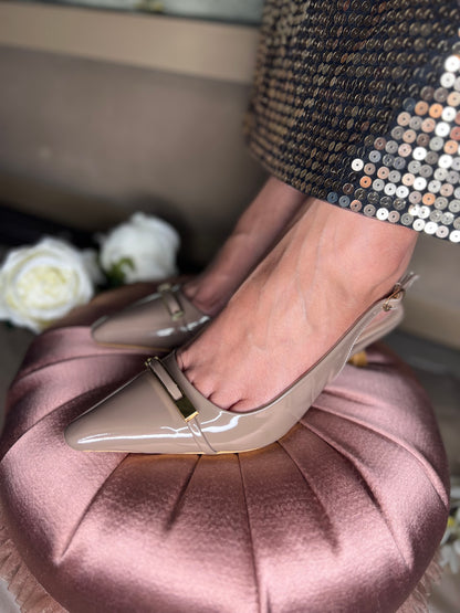 Nude Luxe Patent Slingbacks