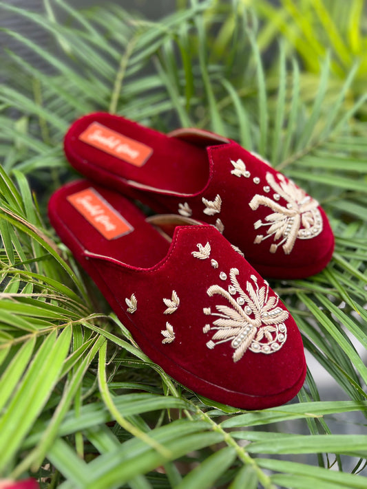 Royal Velvet Red Mules Sandal Stories