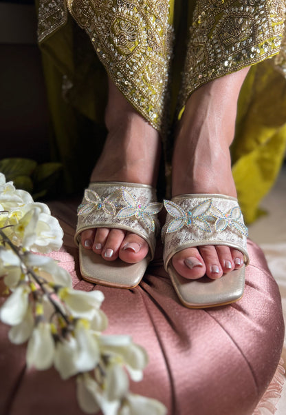 Ivory Buttery Lace Block Heels
