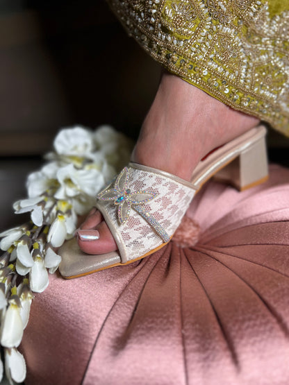 Ivory Buttery Lace Block Heels