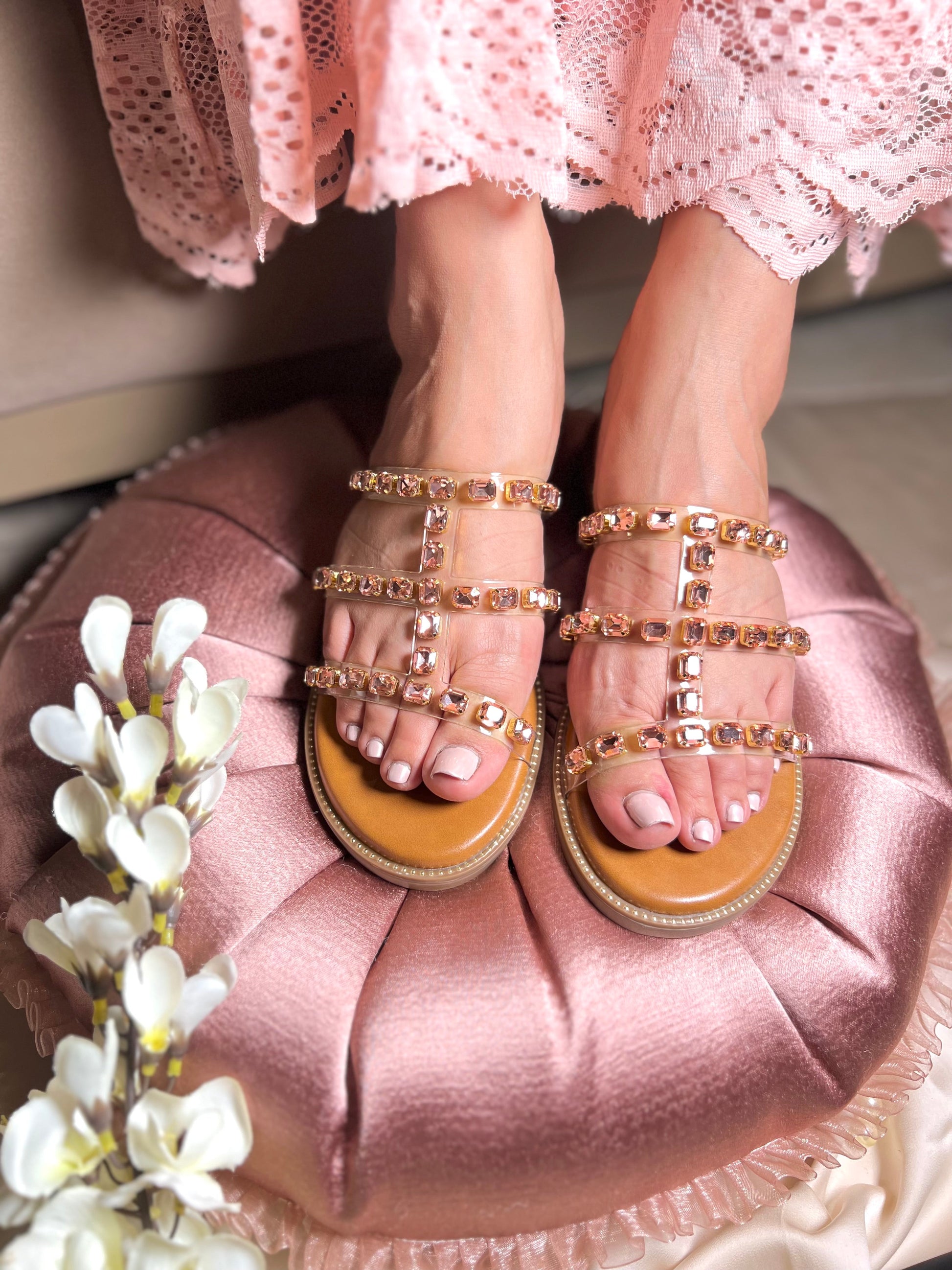 Embellished Strappy Flats Sandal Stories