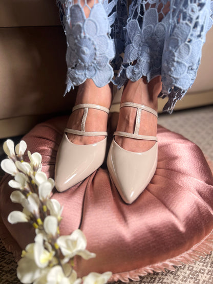 Nude Patent Pointed Heels