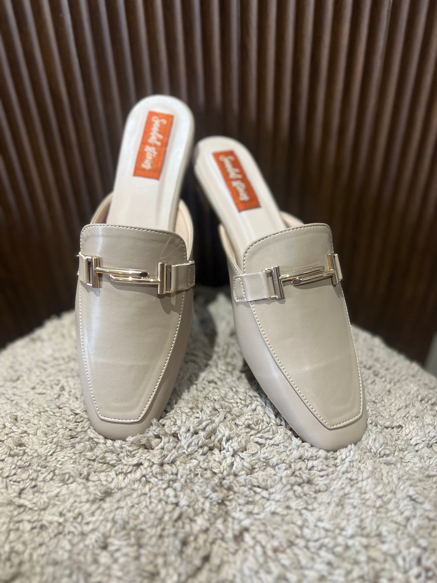 Cream Luxe Buckle Mules