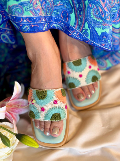 Sunshine Bloom Embroidered Wedges Sandal Stories