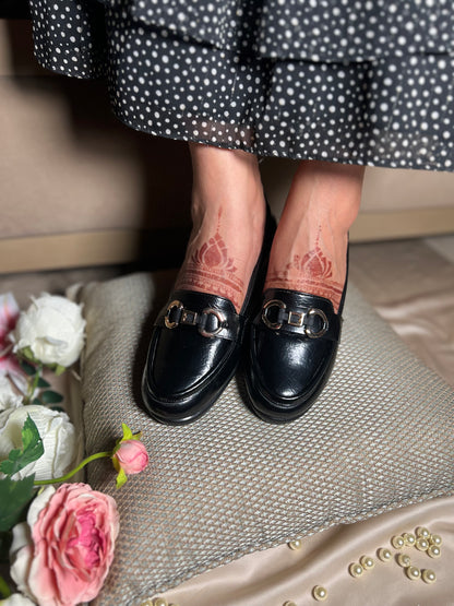 Classic Black Loafers with Heels
