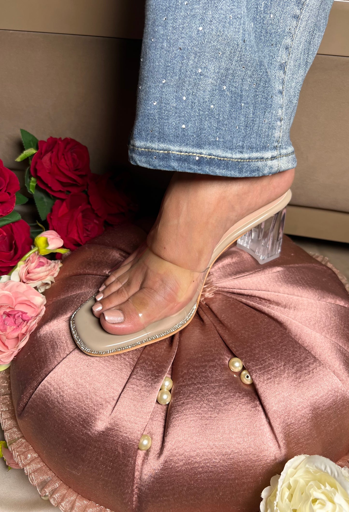 Crystal Clear Block Heels