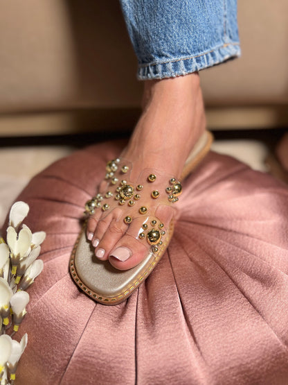 Classy Golden Studded Flats