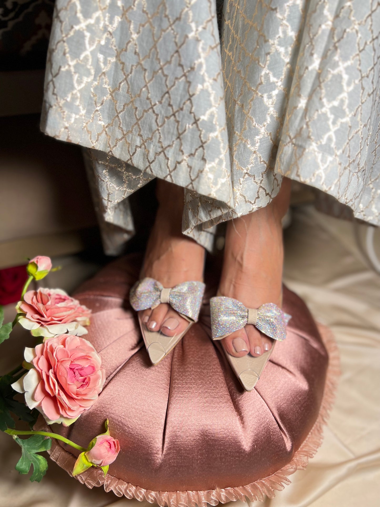 Crystal Bow Transparent Heels