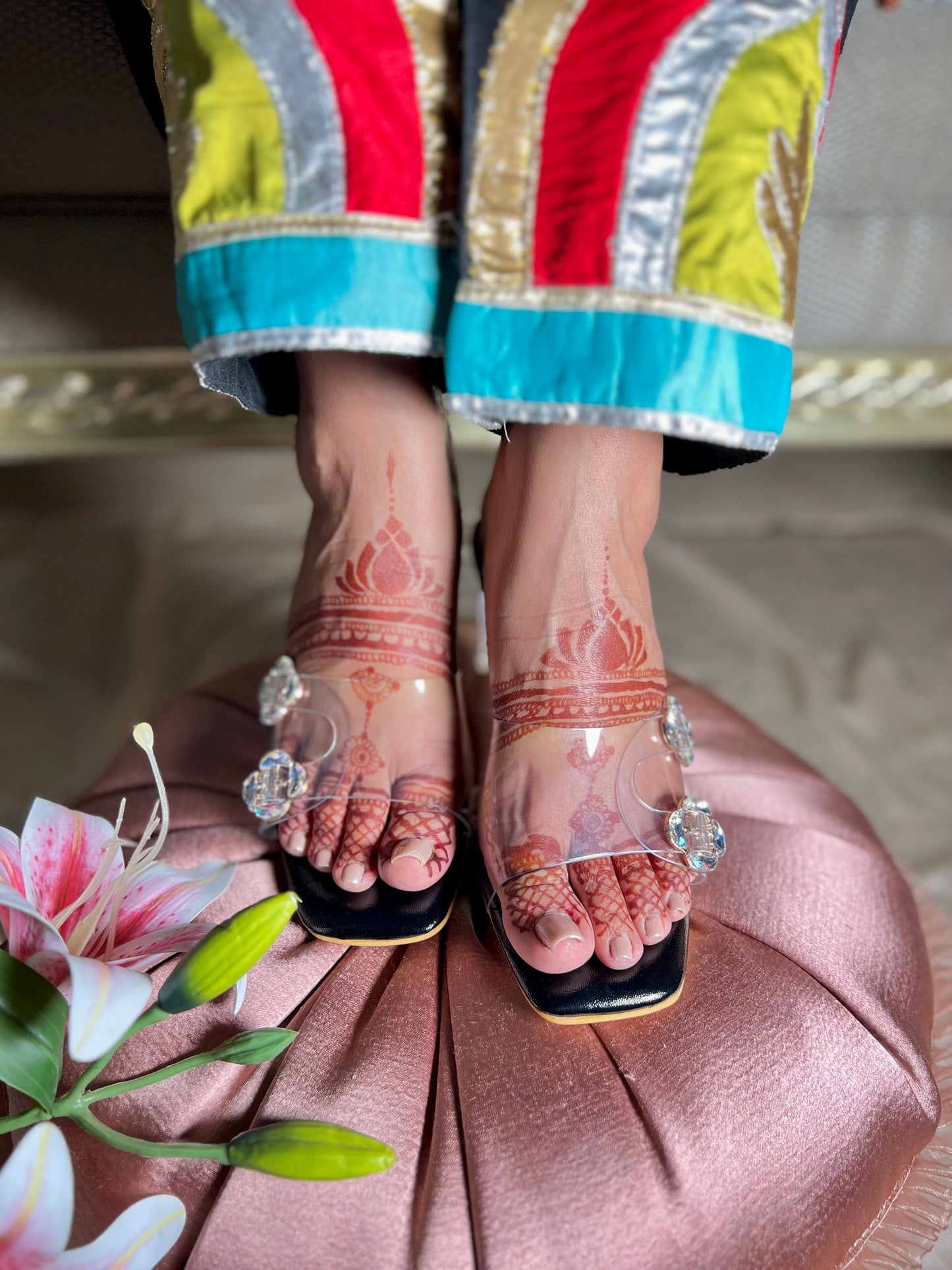 Crystal Bloom Clear Heels