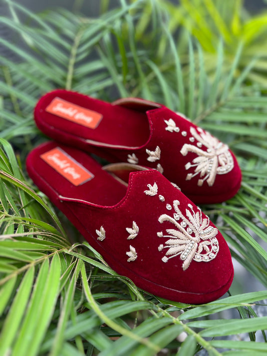 Royal Velvet Red Mules Sandal Stories