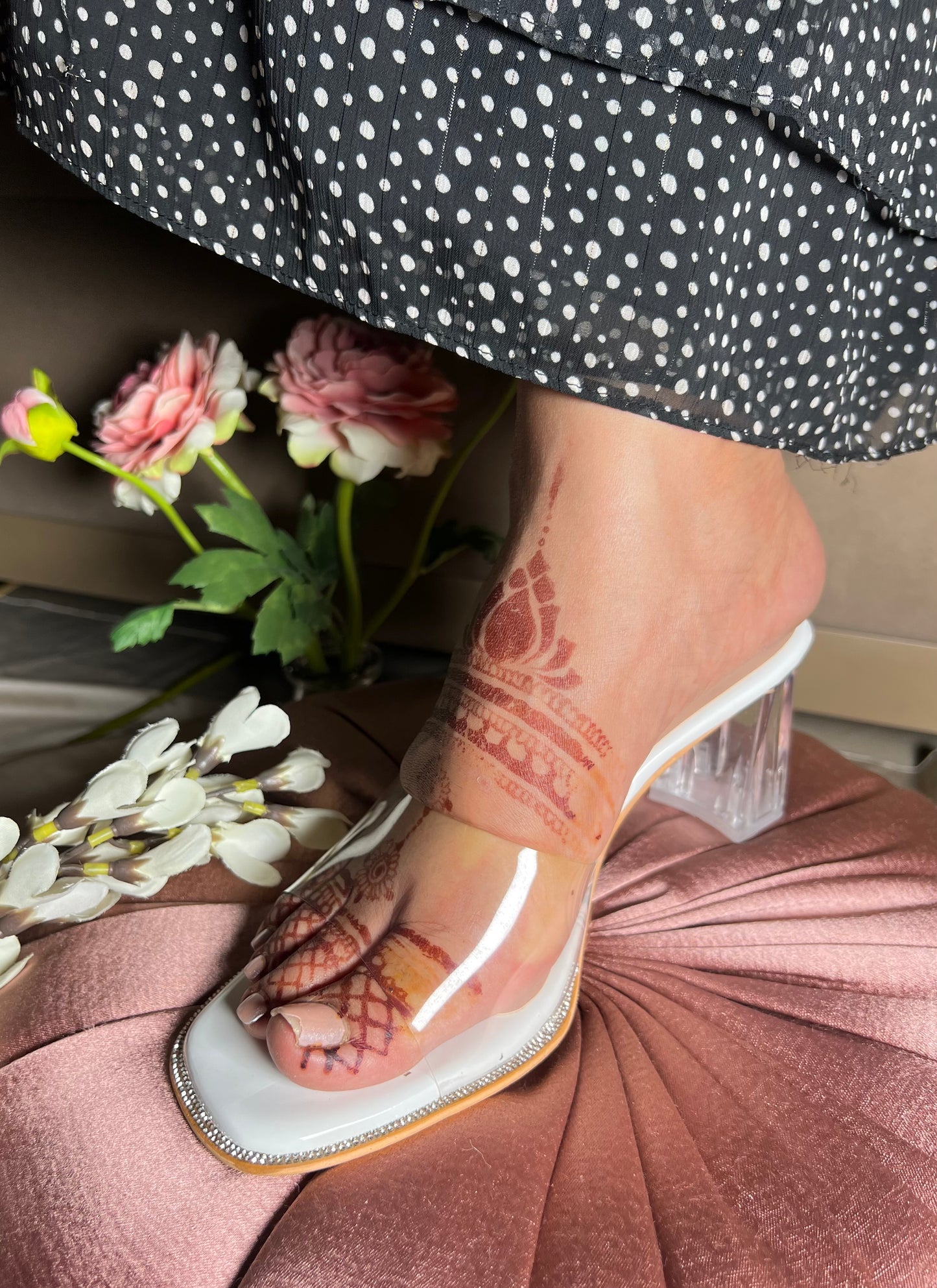 Crystal Chic Transparent Block Heels