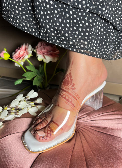 Crystal Chic Transparent Block Heels