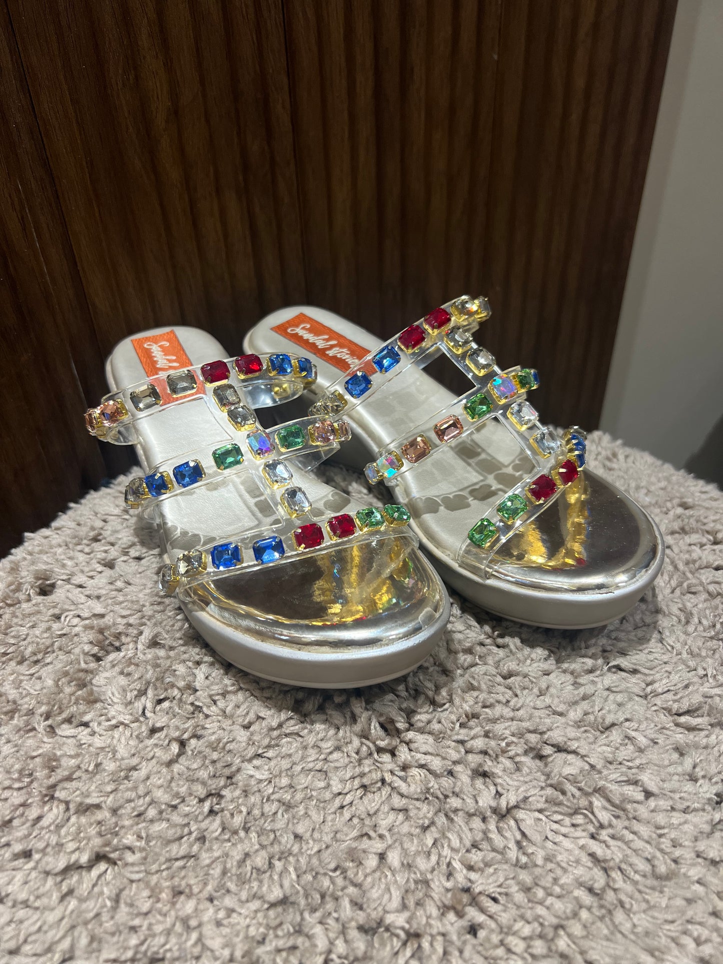 Rainbow Crystal Wedge Slides