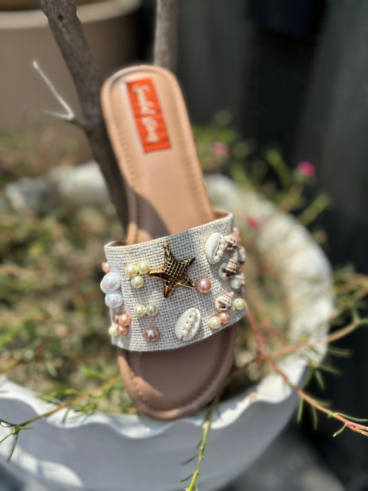 Seashell Embellished Slides