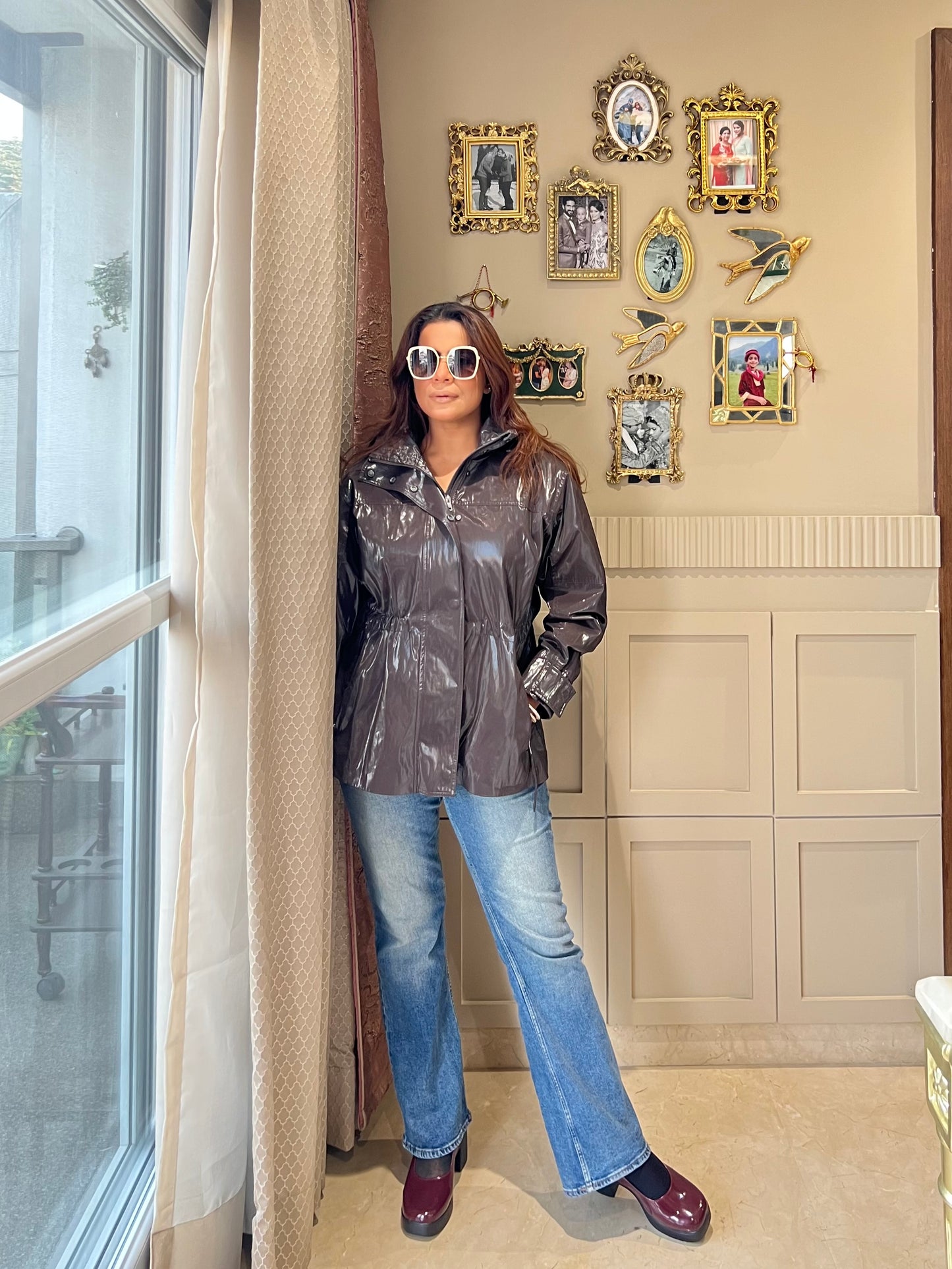 Wine Gloss Slingback Block Heels