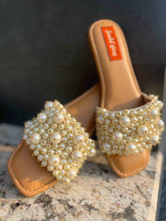 Ivory Pearl Embellished Flats