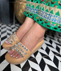 Beige Diamond Embellished Thumb Wedges | 2 Inches