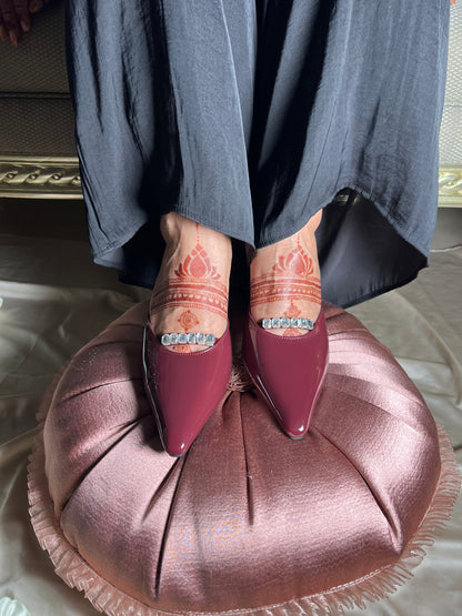 Red Wine Crystal Kitten Heels