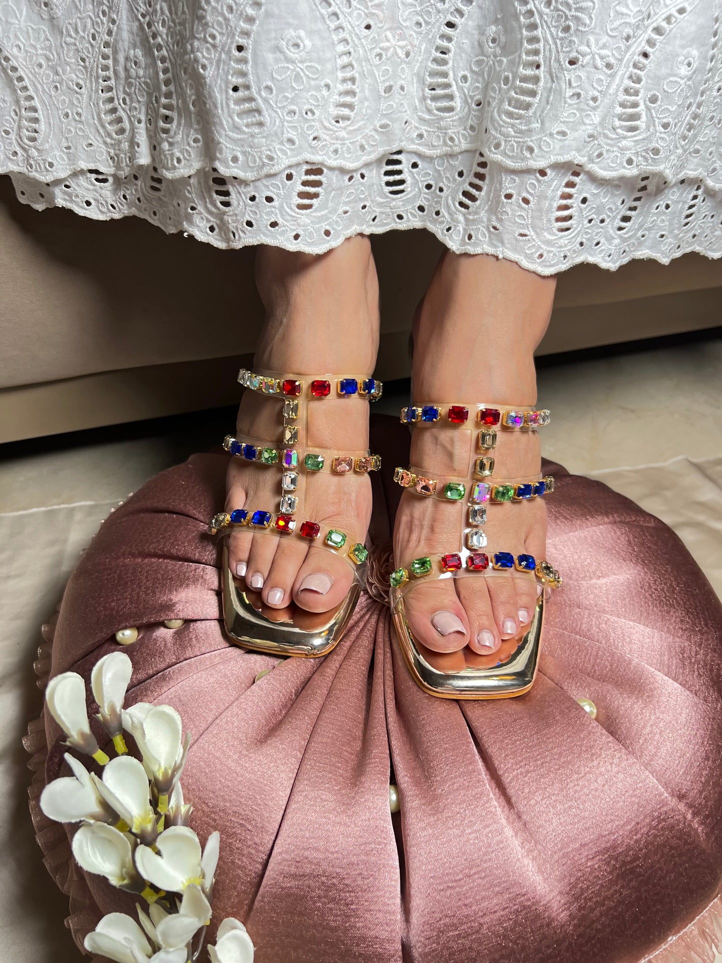 Luxe Block Heels - Rainbow