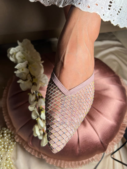 Blush Mesh Charm Block Heels