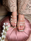 Chic Rose Gold Block Heels