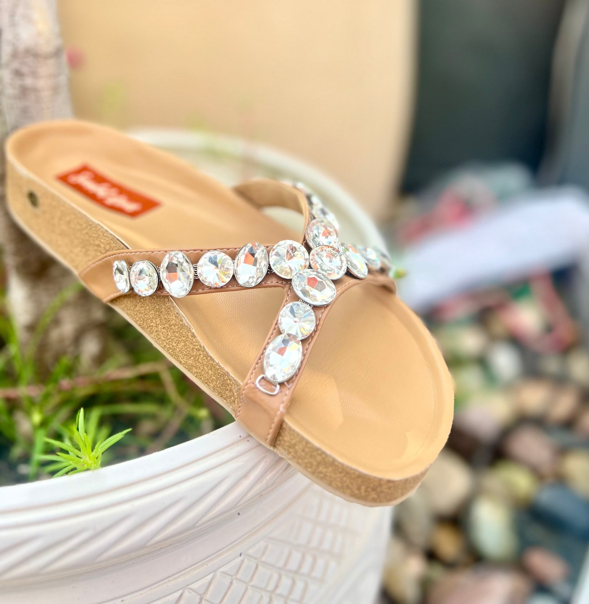 Embellished Comfort Cork Sliders Sandal Stories