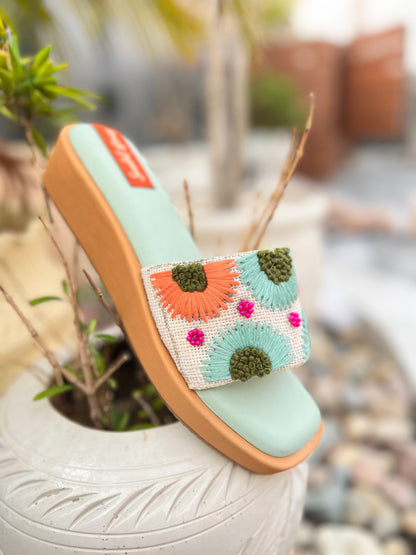 Sunshine Bloom Embroidered Wedges Sandal Stories