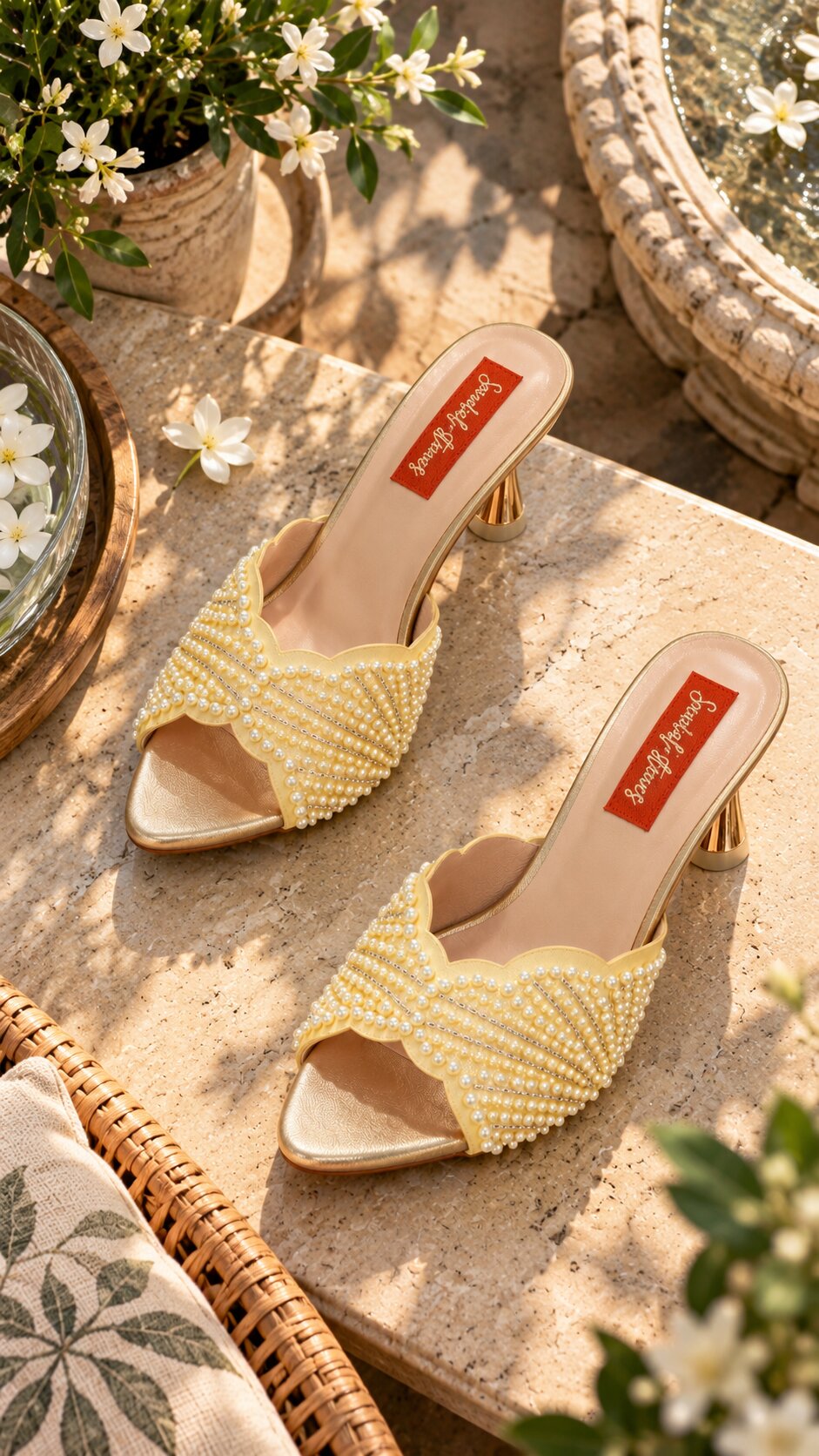 Pearl Grace Peep Toe Heels | 2 Inch