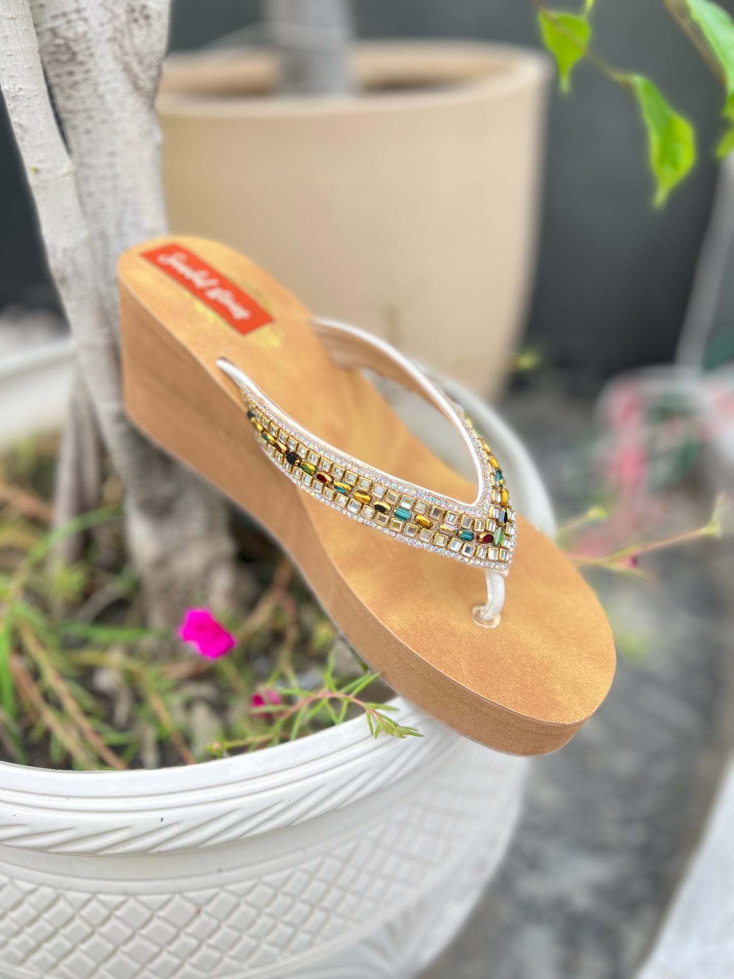 Kundan V-Shape Comfort Wedges Sandal Stories