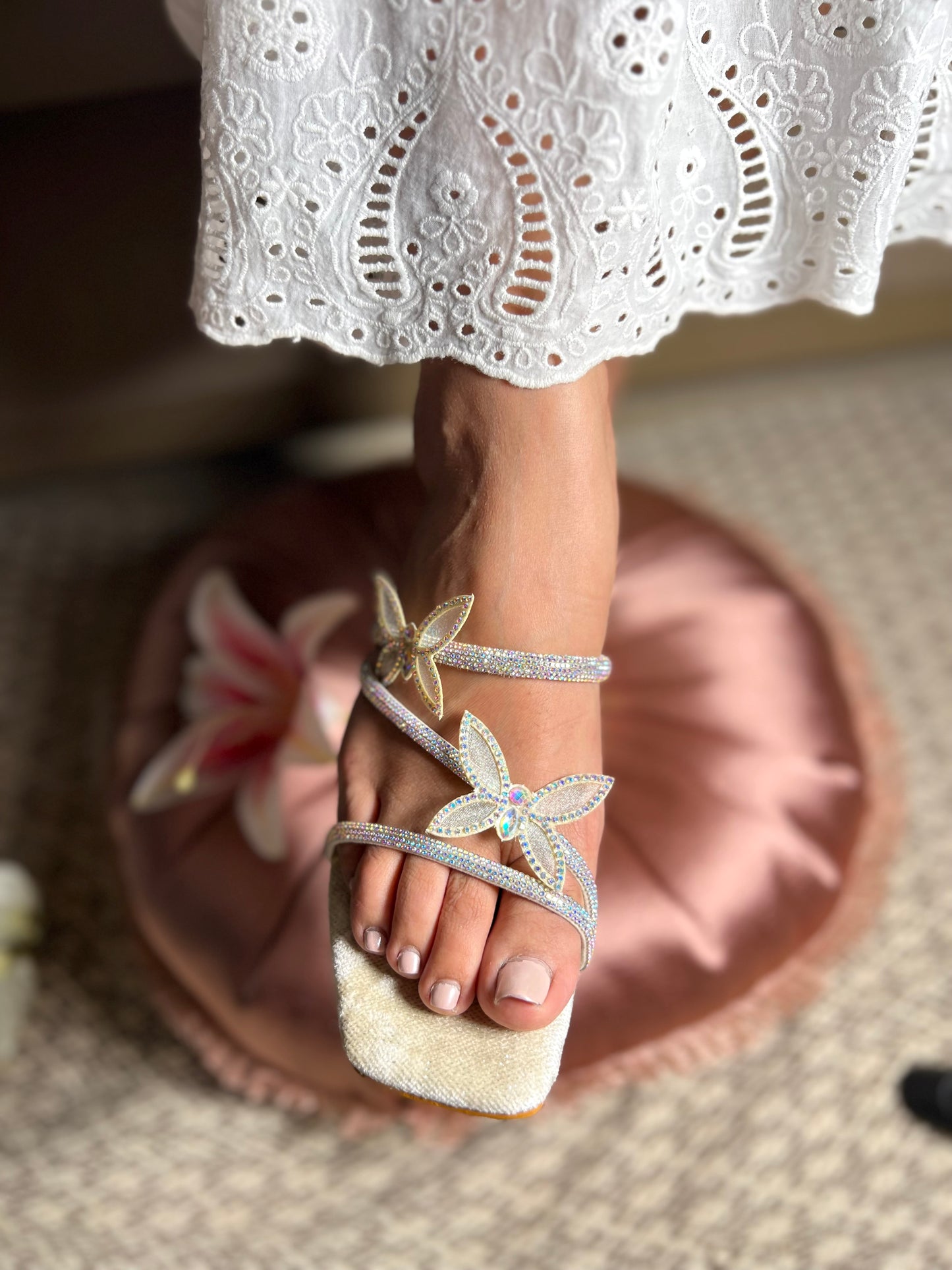Butterfly Embellished Block Heels